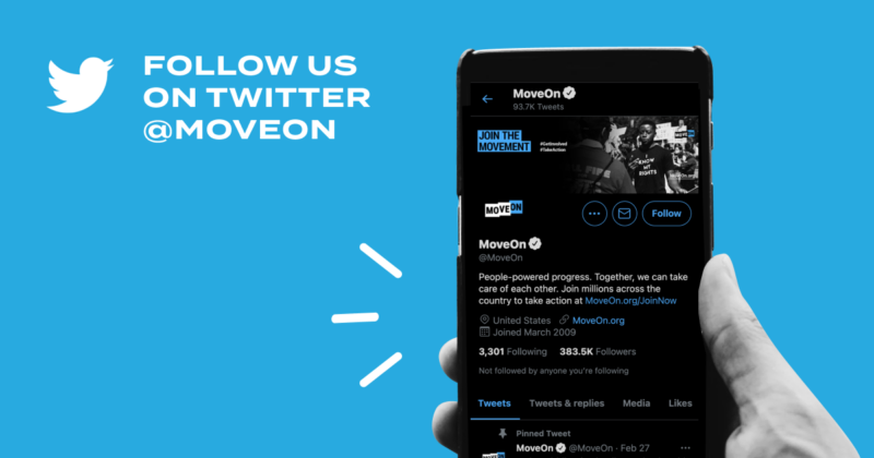 ”Follow Us on MoveOn Twitter