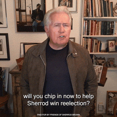 Martin Sheen: "Will you chip in now to help Sherrod win reelection?"